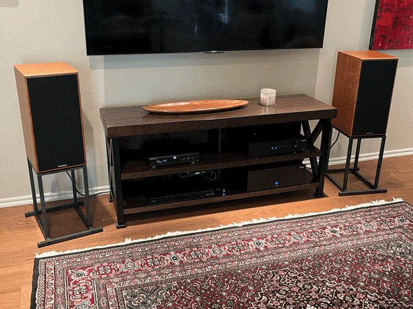 Customer photo: custom-height stands with Spendor Classic 2/3 speakers